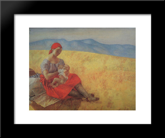 Mother 20x24 Black Modern Wood Framed Art Print Poster by Petrov Vodkin, Kuzma