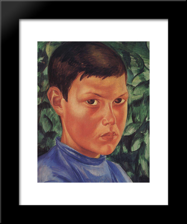 Portrait Of A Boy 20x24 Black Modern Wood Framed Art Print Poster by Petrov Vodkin, Kuzma