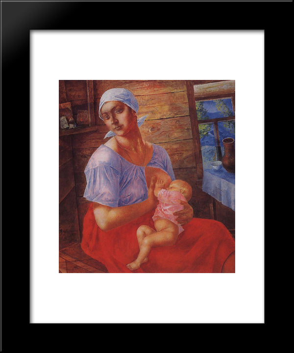 Mother 20x24 Black Modern Wood Framed Art Print Poster by Petrov Vodkin, Kuzma