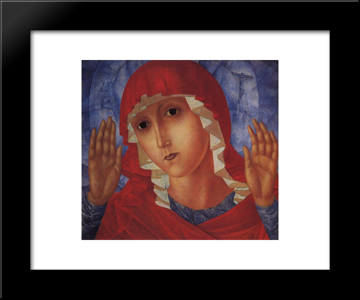 Virgin Of Tenderness Evil Hearts 20x24 Black Modern Wood Framed Art Print Poster by Petrov Vodkin, Kuzma