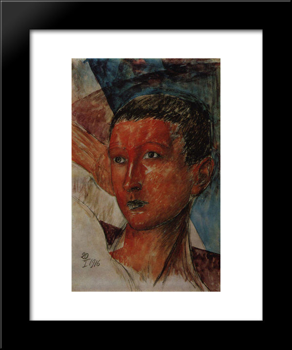 Head Of A Boy 20x24 Black Modern Wood Framed Art Print Poster by Petrov Vodkin, Kuzma