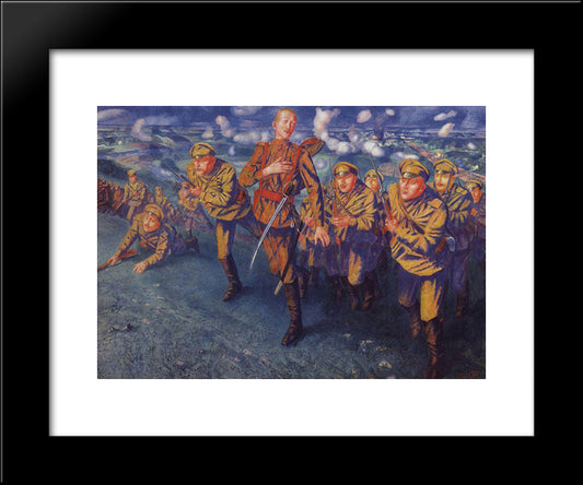 The Line Of Fire 20x24 Black Modern Wood Framed Art Print Poster by Petrov Vodkin, Kuzma