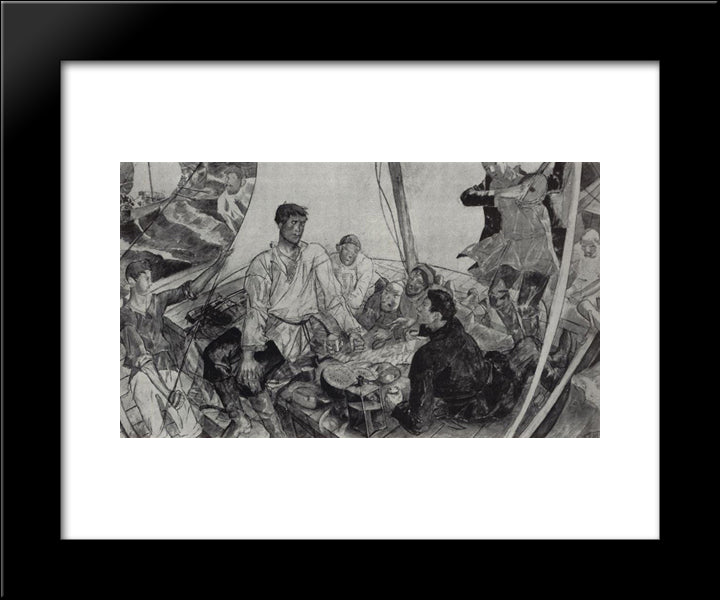 Sketch Panel Stepan Razin 20x24 Black Modern Wood Framed Art Print Poster by Petrov Vodkin, Kuzma