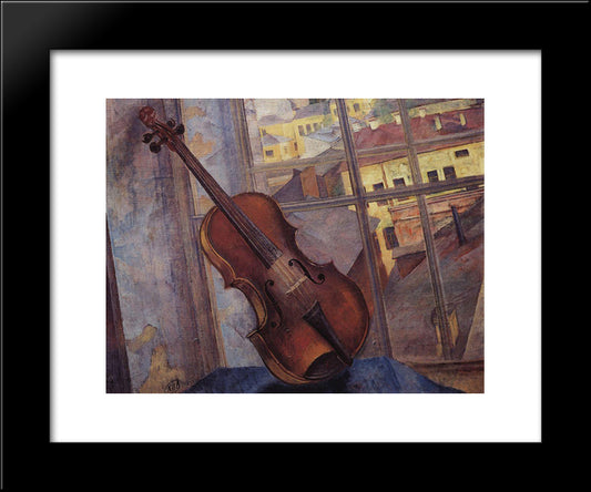 Violin 20x24 Black Modern Wood Framed Art Print Poster by Petrov Vodkin, Kuzma