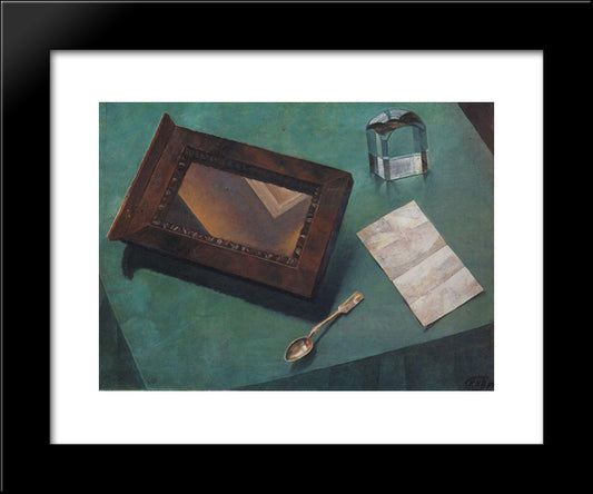 Still Life With Mirror 20x24 Black Modern Wood Framed Art Print Poster by Petrov Vodkin, Kuzma