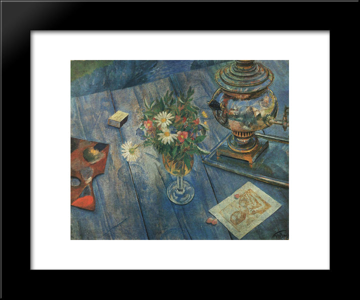 Still Life With Samovar 20x24 Black Modern Wood Framed Art Print Poster by Petrov Vodkin, Kuzma