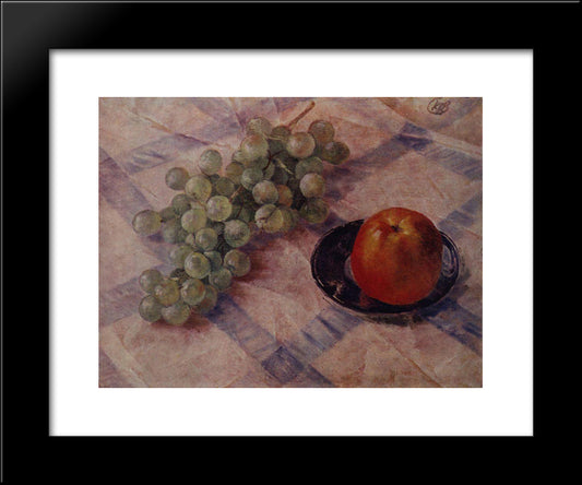 Grapes And Apples 20x24 Black Modern Wood Framed Art Print Poster by Petrov Vodkin, Kuzma