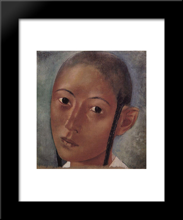 Head Of The Boy-Uzbek 20x24 Black Modern Wood Framed Art Print Poster by Petrov Vodkin, Kuzma