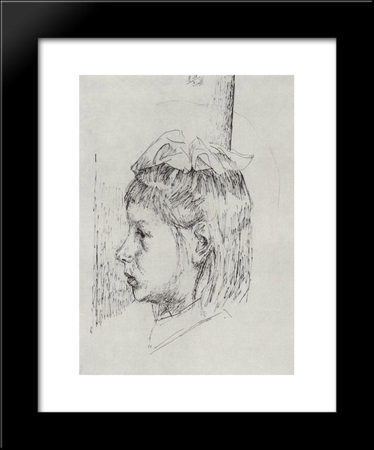 Portrait Of A Girl 20x24 Black Modern Wood Framed Art Print Poster by Petrov Vodkin, Kuzma