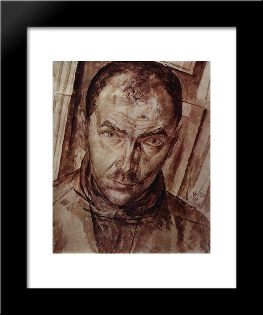 Self-Portrait 20x24 Black Modern Wood Framed Art Print Poster by Petrov Vodkin, Kuzma