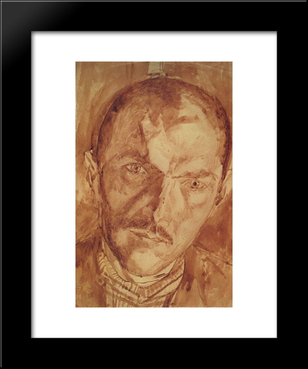Self-Portrait 20x24 Black Modern Wood Framed Art Print Poster by Petrov Vodkin, Kuzma