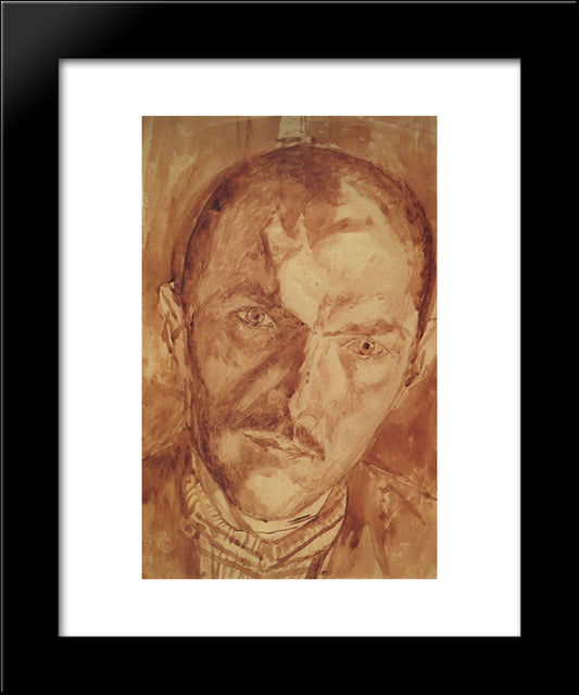 Self-Portrait 20x24 Black Modern Wood Framed Art Print Poster by Petrov Vodkin, Kuzma