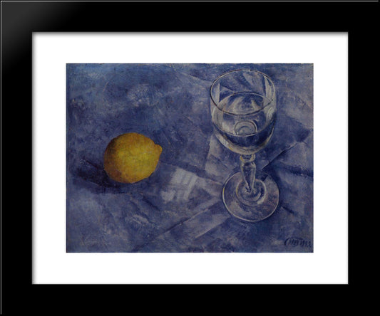 Glass And Lemon 20x24 Black Modern Wood Framed Art Print Poster by Petrov Vodkin, Kuzma