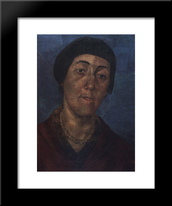 Portrait Of M.F.Petrova-Vodkina, The Artist'S Wife 20x24 Black Modern Wood Framed Art Print Poster by Petrov Vodkin, Kuzma