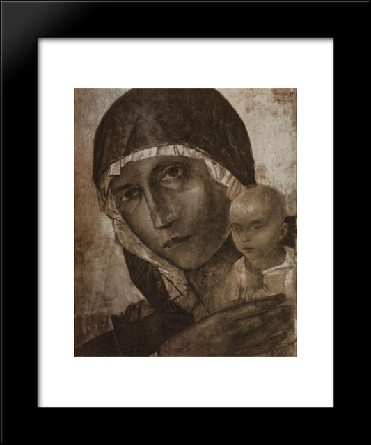 Madonna And Child 20x24 Black Modern Wood Framed Art Print Poster by Petrov Vodkin, Kuzma