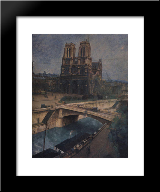 Paris.Notre-Dame 20x24 Black Modern Wood Framed Art Print Poster by Petrov Vodkin, Kuzma