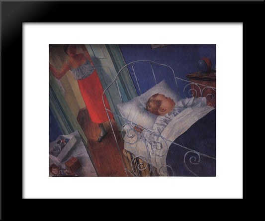 In The Children'S Chamber 20x24 Black Modern Wood Framed Art Print Poster by Petrov Vodkin, Kuzma