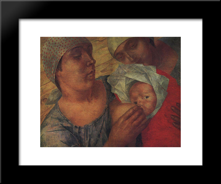 Motherhood 20x24 Black Modern Wood Framed Art Print Poster by Petrov Vodkin, Kuzma