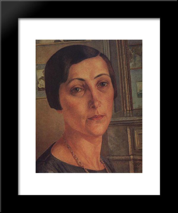 Portrait S.N. Andronikova 20x24 Black Modern Wood Framed Art Print Poster by Petrov Vodkin, Kuzma