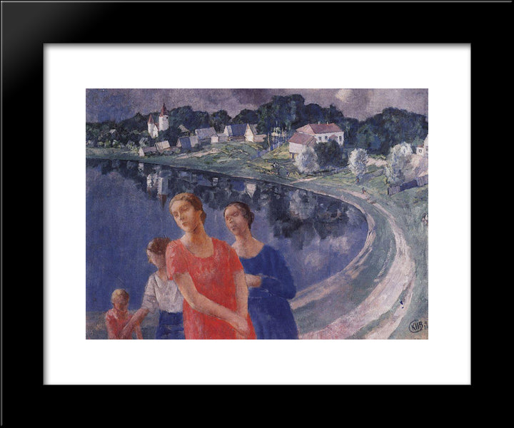 In Shuvalovo 20x24 Black Modern Wood Framed Art Print Poster by Petrov Vodkin, Kuzma