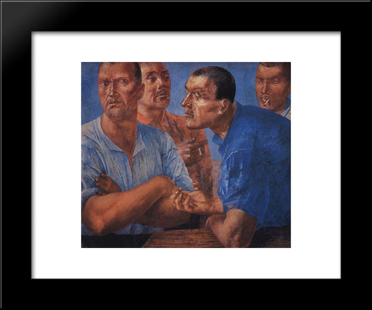 Workers 20x24 Black Modern Wood Framed Art Print Poster by Petrov Vodkin, Kuzma
