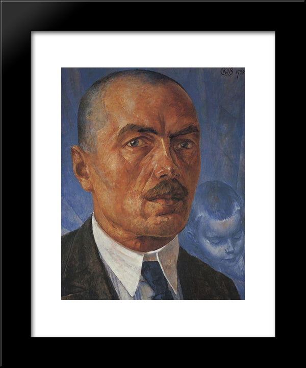 Self-Portrait 20x24 Black Modern Wood Framed Art Print Poster by Petrov Vodkin, Kuzma