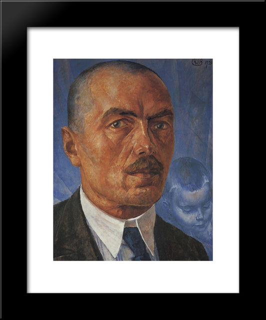 Self-Portrait 20x24 Black Modern Wood Framed Art Print Poster by Petrov Vodkin, Kuzma