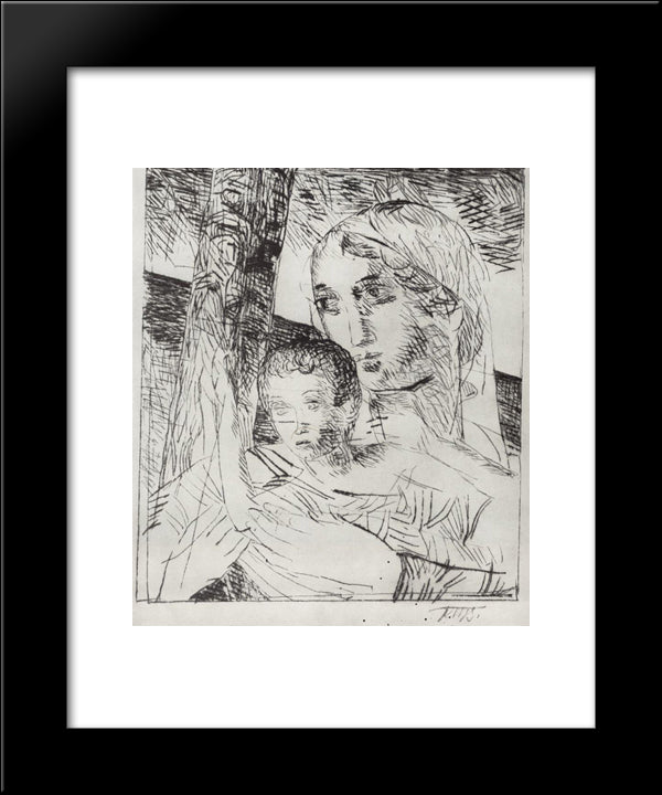 Motherhood 20x24 Black Modern Wood Framed Art Print Poster by Petrov Vodkin, Kuzma