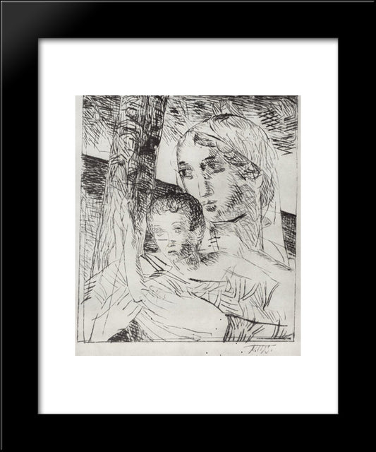 Motherhood 20x24 Black Modern Wood Framed Art Print Poster by Petrov Vodkin, Kuzma