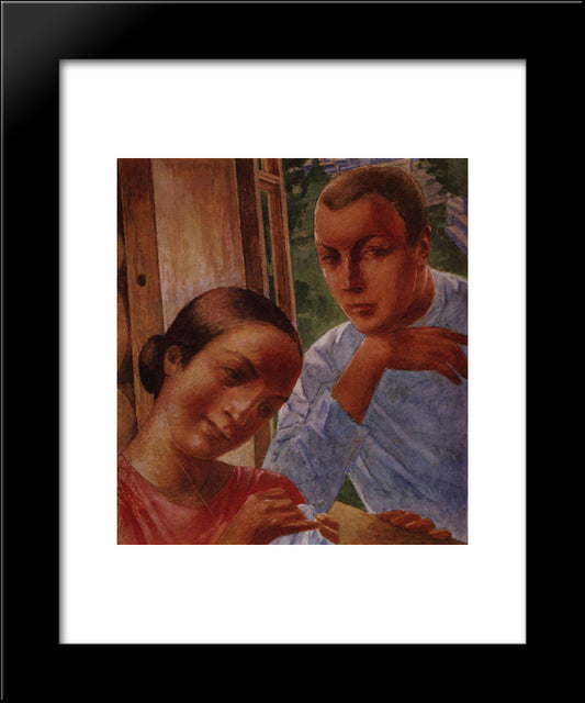 Spring In The Country 20x24 Black Modern Wood Framed Art Print Poster by Petrov Vodkin, Kuzma