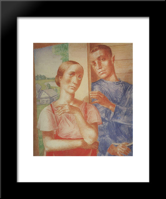 Spring In The Country 20x24 Black Modern Wood Framed Art Print Poster by Petrov Vodkin, Kuzma