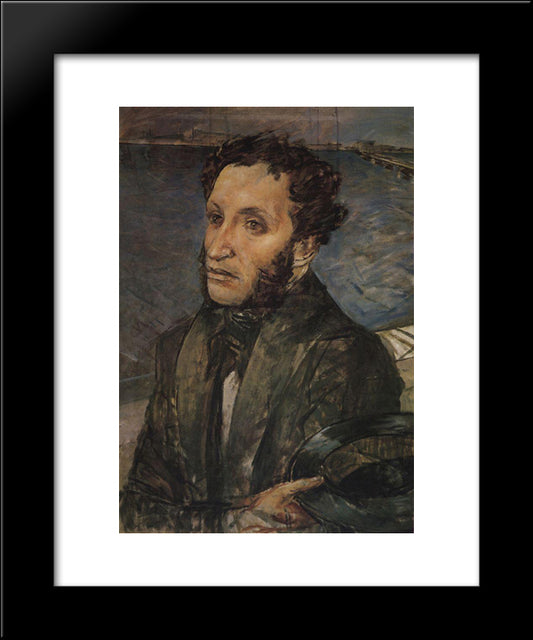 Pushkin In St. Petersburg 20x24 Black Modern Wood Framed Art Print Poster by Petrov Vodkin, Kuzma