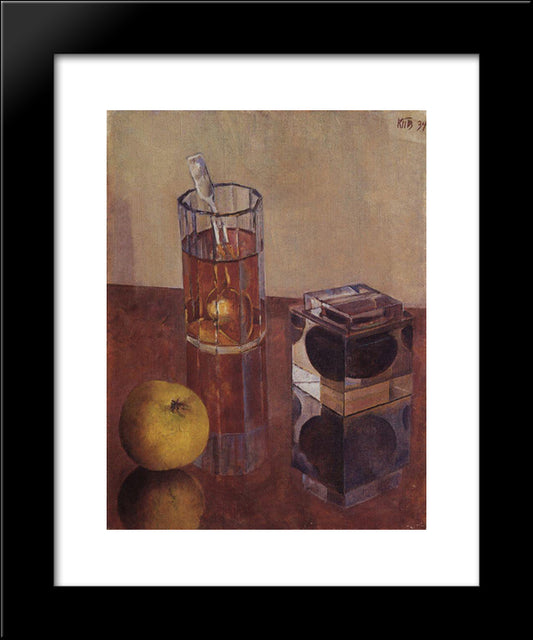 Still Life With Inkwell 20x24 Black Modern Wood Framed Art Print Poster by Petrov Vodkin, Kuzma