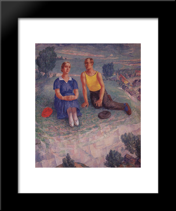 Spring 20x24 Black Modern Wood Framed Art Print Poster by Petrov Vodkin, Kuzma