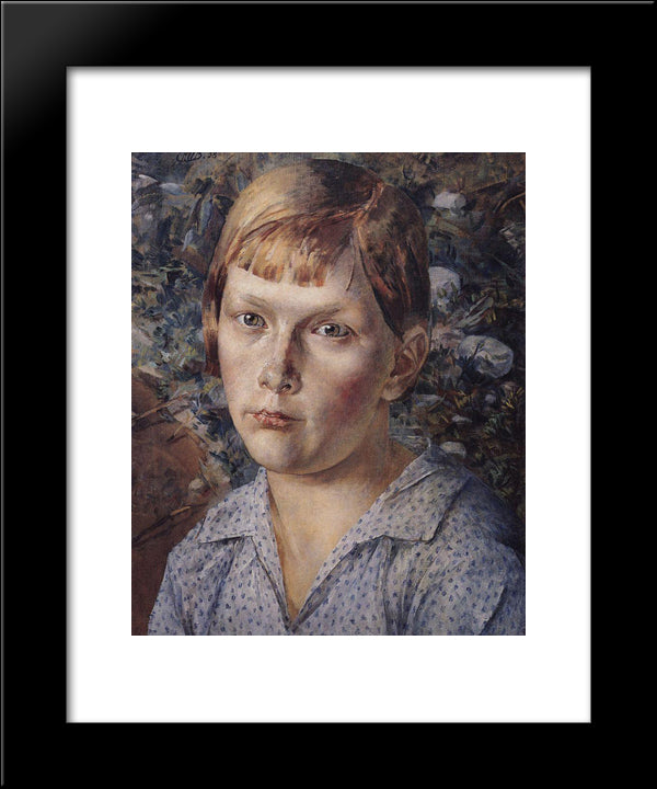 The Girl In The Woods 20x24 Black Modern Wood Framed Art Print Poster by Petrov Vodkin, Kuzma