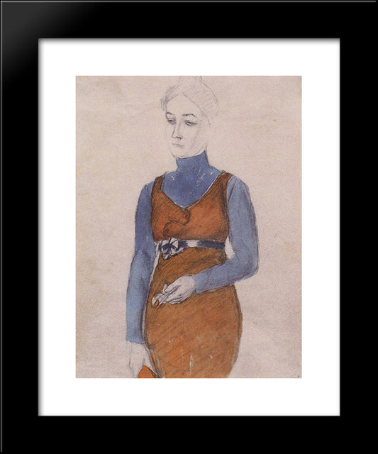 Portrait Of A Woman 20x24 Black Modern Wood Framed Art Print Poster by Petrov Vodkin, Kuzma