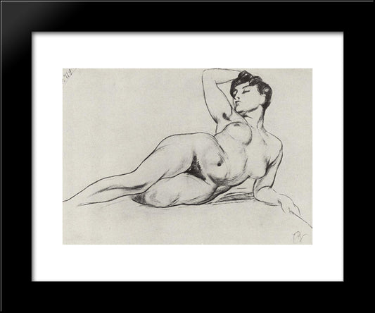 The Model 20x24 Black Modern Wood Framed Art Print Poster by Petrov Vodkin, Kuzma