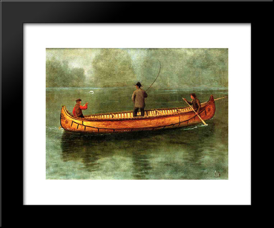Fishing From A Canoe 20x24 Black Modern Wood Framed Art Print Poster by Bierstadt, Albert
