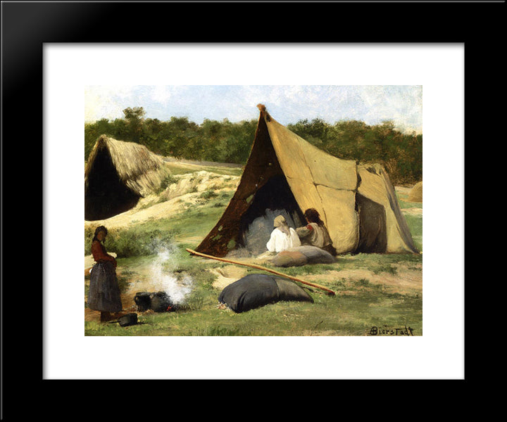 Indian Camp 20x24 Black Modern Wood Framed Art Print Poster by Bierstadt, Albert