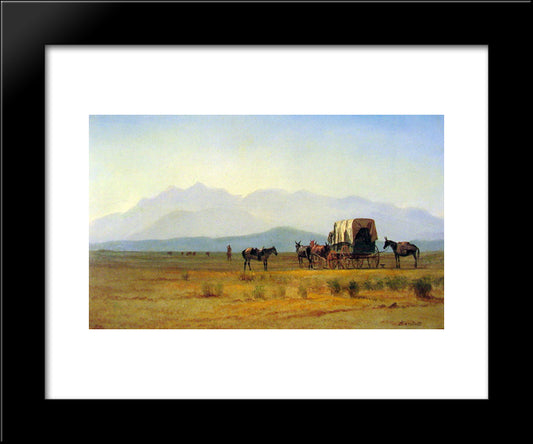 Surveyors Wagon In The Rockies 20x24 Black Modern Wood Framed Art Print Poster by Bierstadt, Albert