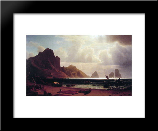 The Marina Piccola, Capri 20x24 Black Modern Wood Framed Art Print Poster by Bierstadt, Albert