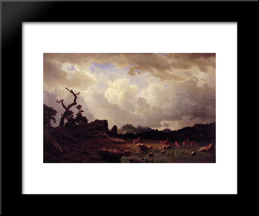 Thunderstorm In The Rocky Mountains 20x24 Black Modern Wood Framed Art Print Poster by Bierstadt, Albert