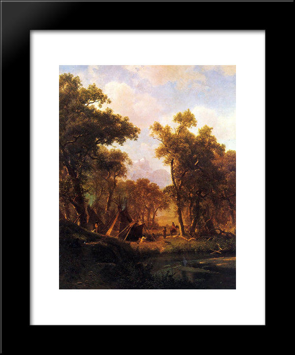 Indian Encampment, Shoshone Village 20x24 Black Modern Wood Framed Art Print Poster by Bierstadt, Albert