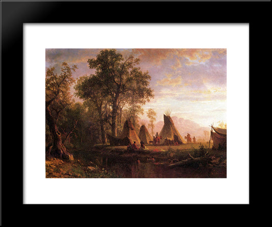 Indian Encampment, Late Afternoon 20x24 Black Modern Wood Framed Art Print Poster by Bierstadt, Albert