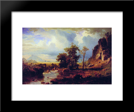 North Fork Of The Platte Nebraska 20x24 Black Modern Wood Framed Art Print Poster by Bierstadt, Albert