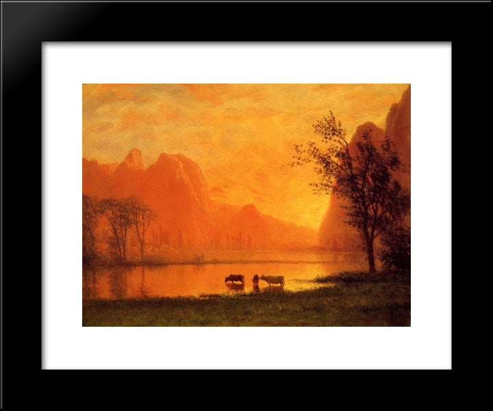 Sundown At Yosemite 20x24 Black Modern Wood Framed Art Print Poster by Bierstadt, Albert