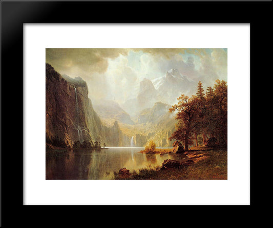In The Mountains 20x24 Black Modern Wood Framed Art Print Poster by Bierstadt, Albert