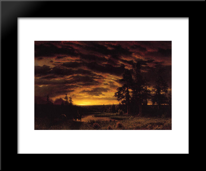 Evening On The Prarie 20x24 Black Modern Wood Framed Art Print Poster by Bierstadt, Albert