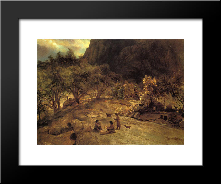 Mariposa Indian Encampment, Yosemite Valley, California 20x24 Black Modern Wood Framed Art Print Poster by Bierstadt, Albert