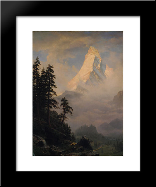 Sunrise On The Matterhorn 20x24 Black Modern Wood Framed Art Print Poster by Bierstadt, Albert